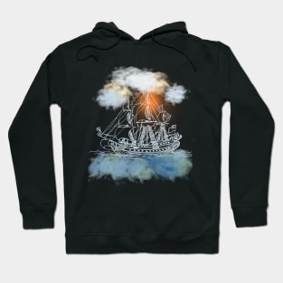 Sailing Ship with Orange Sun Hoodie